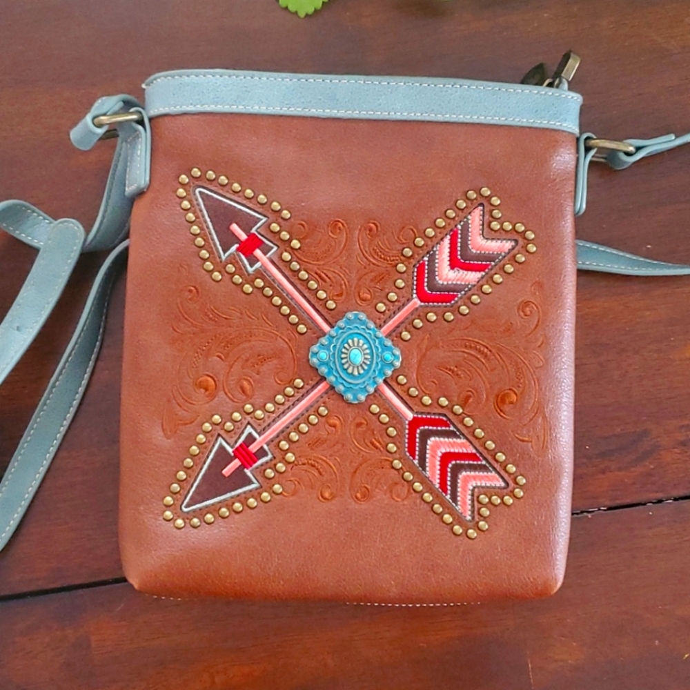 Cross-body leather purse